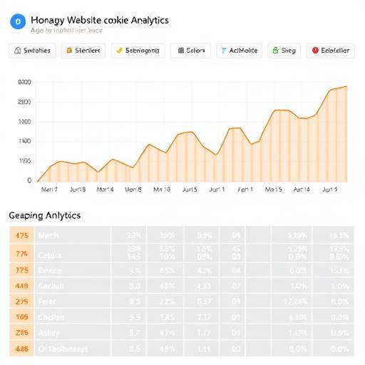 Gr치fico que muestra el an치lisis del uso del sitio web mediante cookies, representando el comportamiento del usuario y las tendencias de navegaci칩n.