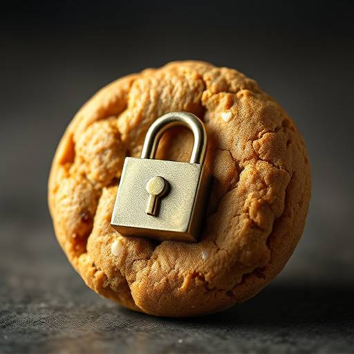 Imagen de una galleta (cookie) con un candado, representando la privacidad y seguridad.