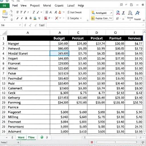 Imagen de una plantilla de presupuesto en una hoja de c&radic;&deg;lculo