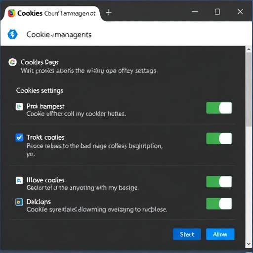 Imagen que muestra diferentes opciones de configuraci칩n del navegador para la gesti칩n de cookies, incluyendo la opci칩n de bloquearlas o permitir su uso.