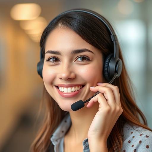 Un agente de atenci&radic;&ge;n al cliente sonriendo y con auriculares, representando el servicio de atenci&radic;&ge;n al cliente.