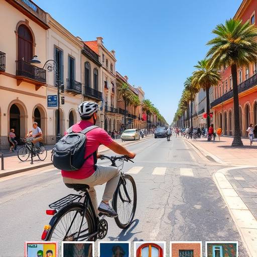 Una persona utilizando una bicicleta en una ciudad espa침ola